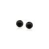 14k White Gold Stud Earrings with Black 5mm Faceted Cubic Zirconia